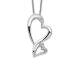 -Protected Heart- Pendant Necklace in Sterling Silver with Synthetic Cubic Zirconia